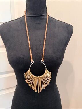 Gold Fringe Rope Necklace - Women Jewelry